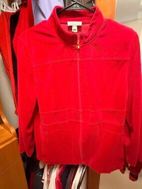 St John Sport JACKET MEDIUM RED Track Suit Sweatsuit Tracksuit Sweat Suit Velour